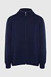 Gran Sasso Cardigan for men made of wool, cashmere and viscose blue - High collar. 80% wool, 10% cashmere, 10% viscose. Closure: Zipper. Country of origin: Italy. Care: specialized cleaning - photo 1