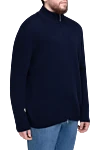 Gran Sasso Cardigan for men made of wool, cashmere and viscose blue - High collar. 80% wool, 10% cashmere, 10% viscose. Closure: Zipper. Country of origin: Italy. Care: specialized cleaning - photo 3