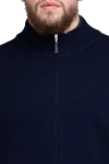 Gran Sasso Cardigan for men made of wool, cashmere and viscose blue - High collar. 80% wool, 10% cashmere, 10% viscose. Closure: Zipper. Country of origin: Italy. Care: specialized cleaning - photo 5