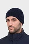 Cashmere hat blue for men Gran Sasso - 100% cashmere. Country of manufacture: Italy. Care: specialized cleaning - photo 2