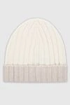 Gran Sasso White cashmere hat for men - Contrast of two colors. 100% cashmere. Country of manufacture: Italy. Care: specialized cleaning - photo 3