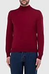 Gran Sasso Men's jumper with a high stand-up collar, red wool - High collar stand. 100% wool. Country of manufacture: Italy. Care: specialized cleaning - photo 3