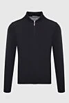 Gran Sasso Polo with long sleeves made of wool black for men - Long sleeve. 100% wool. Closure: Zipper. Country of origin: Italy. Care: specialized cleaning - photo 1