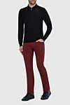 Polo with long sleeves made of wool black for men Gran Sasso - Long sleeve. 100% wool. Closure: Zipper. Country of origin: Italy. Care: specialized cleaning - photo 2