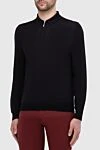 Gran Sasso Polo with long sleeves made of wool black for men - Long sleeve. 100% wool. Closure: Zipper. Country of origin: Italy. Care: specialized cleaning - photo 3