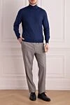 Men's blue wool golf Gran Sasso - High neck. 100% wool. Country of manufacture: Italy. Care: specialized cleaning - photo 2