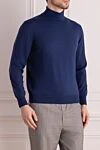 Gran Sasso Men's blue wool golf - High neck. 100% wool. Country of manufacture: Italy. Care: specialized cleaning - photo 3