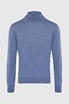 Gran Sasso Men's jumper with a high stand-up collar made of wool, blue - High collar stand. 100% wool. Country of manufacture: Italy. Care: specialized cleaning - photo 1