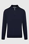 Gran Sasso Wool silk long sleeve polo blue for men - Long sleeve. 70% wool, 30% silk. Closure: Zipper. Country of origin: Italy. Care: specialized cleaning - photo 1