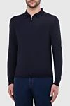 Gran Sasso Wool silk long sleeve polo blue for men - Long sleeve. 70% wool, 30% silk. Closure: Zipper. Country of origin: Italy. Care: specialized cleaning - photo 3