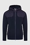 Gran Sasso Blue wool sports jacket for men - hood. 100% wool. Closure: zipper. Country of origin: Italy. Care: specialized cleaning - photo 1