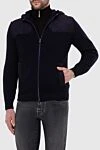 Gran Sasso Blue wool sports jacket for men - hood. 100% wool. Closure: zipper. Country of origin: Italy. Care: specialized cleaning - photo 3