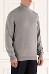 Gran Sasso Golf men's cashmere gray - High neck. 100% cashmere. Country of manufacture: Italy. Care: specialized cleaning - photo 3