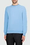 Gran Sasso Blue cotton jumper for men - 100% cashmere. Country of manufacture: Italy. Care: specialized cleaning - photo 3