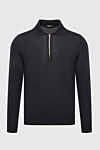 Zilli Long sleeve polo in silk, cashmere and crocodile skin black for men - Crocodile skin inserts. Long sleeve. 70% cashmere, 30% silk, crocodile skin. Closure: Zipper. Country of manufacture: Italy. Care: specialized cleaning - photo 1