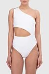 OYE Swimwear Купальник совместный белый женский - асимметричные лямки. 80% полиамид, 20% лайкра. пуговицы. Страна производитель: Италия. Уход: специализированная чистка - фото 3