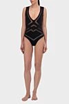 Купальник совместный черный женский OYE Swimwear - фантазийный узор. 80% полиамид, 20% лайкра. пуговицы. Страна производитель: Италия. Уход: специализированная чистка - фото 2