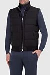 Enrico Mandelli Жилет из вискозы черный мужской - 100% вискоза. Молния. Два боковых кармана, два внутренних кармана. Утеплитель: Пух. Страна производитель: Италия. Уход: специализированная чистка - фото 5