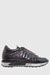 Santoni Gray crocodile leather sneakers for men - textured leather, contrast sole. 100% crocodile skin. lacing. Country of manufacture: Italy. Care: specialized cleaning - photo 1