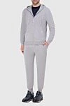 Men's cashmere sports suit gray Gran Sasso - Contrast trim. Hood. 100% cashmere. Closure: Elastic waistband with drawstring, zipper. Four side pockets. Country of origin: Italy. Care: specialized cleaning - photo 2