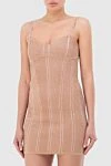 Herve Leger Beige dress for women - zipper. sleeveless, thin straps, striped texture. 71% rayon, 21% polyester, 7% nylon, 1% spandex. Country of manufacture: Italy. Care: specialized cleaning - photo 3