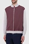 Tombolini Men's sports jacket made of wool and linen, burgundy - Contrasting inserts. 94% wool, 6% linen. Closure: Zipper. Two side pockets. Country of manufacture: Italy. Care: specialized cleaning - photo 3