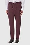 Men's burgundy wool and linen trousers Tombolini - 94% wool, 6% linen,. button, zipper, drawstring. two side. Country of origin: Italy. Care: specialized cleaning - photo 2