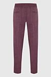 Men's burgundy wool and linen trousers Tombolini - 94% wool, 6% linen,. button, zipper, drawstring. two side. Country of origin: Italy. Care: specialized cleaning - photo 6