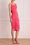 The Andamane Pink polyester dress for women - zipper. sleeveless, asymmetric bottom, fabric assembly. 94% polyester, 6% elastane. Country of manufacture: Italy. Care: specialized cleaning - photo 3