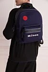 Cotton and elastane backpack blue for men Kiton - logo. 90% cotton, 10% elastane. front pocket. Fastener: zipper. Country of manufacture: Italy. Care: specialized cleaning - photo 2