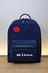 Kiton Cotton and elastane backpack blue for men - logo. 90% cotton, 10% elastane. front pocket. Fastener: zipper. Country of manufacture: Italy. Care: specialized cleaning - photo 5