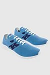 Kiton Blue textile sneakers for men - Logo, contrast sole. 90% cotton, 10% elastane. laces. height 2 cm. Country of manufacture: Italy. Care: specialized cleaning - photo 3