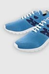 Kiton Blue textile sneakers for men - Logo, contrast sole. 90% cotton, 10% elastane. laces. height 2 cm. Country of manufacture: Italy. Care: specialized cleaning - photo 5