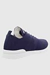 Kiton Blue textile sneakers for men - Logo, contrast sole. 90% cotton, 10% elastane. laces. height 2 cm. Country of manufacture: Italy. Care: specialized cleaning - photo 3