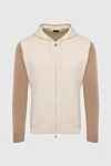 Kiton Beige cotton sports jacket for men - Decor: contrasting sleeves. Additionally: hood. Composition: 100% cotton. Fastening: zipper, drawstring. Pockets: two side pockets. Country of manufacture: Italy. Care: specialized cleaning - photo 1