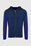 Kiton Blue cotton sports jacket for men - Decor: contrasting sleeves. Additionally: hood. Composition: 100% cotton. Fastening: zipper, drawstring. Pockets: two side pockets. Country of manufacture: Italy. Care: specialized cleaning - photo 1