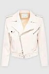 DROMe Women's beige leather jacket - 100% genuine leather. zipper, belt. two side pockets, one chest pocket. Country of manufacture: Italy. Care: specialized cleaning - photo 1