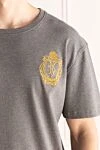 Billionaire Gray cotton and elastane T-shirt for men - logo embroidery. 100% cotton. Country of manufacture: Italy. Care: specialized cleaning - photo 5