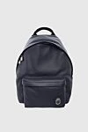 Billionaire Blue leather backpack for men - logo. 100% genuine leather. front pocket. Closure: Zipper. Country of origin: Italy. Care: specialized cleaning - photo 1