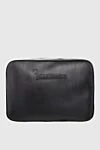 Billionaire Black genuine leather men's clutch bag - Embossed brand name. 100% genuine leather. Closure: Zipper. 4 compartment. Country of origin: Italy. Care: specialized cleaning - photo 1