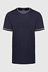 Billionaire Cotton T-shirt blue for men - piping on the collar and sleeves. 100% cotton. Country of manufacture: Italy. Care: specialized cleaning - photo 1