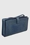 Men's clutch bag made of genuine leather and crocodile skin blue Bottega Veneta - Weaving, textured leather. 80% genuine leather, 20% Crocodile skin. Button. 4 compartment. Country of manufacture: Italy. Care: specialized cleaning - photo 2