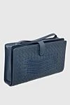 Bottega Veneta Men's clutch bag made of genuine leather and crocodile skin blue - Weaving, textured leather. 80% genuine leather, 20% Crocodile skin. Button. 4 compartment. Country of manufacture: Italy. Care: specialized cleaning - photo 3