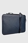 Black genuine leather shoulder bag for men Bottega Veneta - Wicker. adjustable belt. 100% genuine leather. Two compartments. Fastener: Zipper. Country of manufacture: Italy. Care: specialized cleaning - photo 4