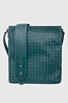 Bottega Veneta Green genuine leather shoulder bag for men - Wicker. adjustable belt. 100% genuine leather. One compartment. Fastener: Zipper. Country of manufacture: Italy. Care: specialized cleaning - photo 3