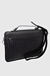 Black genuine leather shoulder bag for men Bottega Veneta - Textured leather. adjustable belt, handle. 100% genuine leather. Two compartments. Fastener: Zipper. Country of manufacture: Italy. Care: specialized cleaning - photo 4