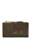 Bottega Veneta Men's clutch bag made of genuine leather and crocodile leather green - Weaving, textured leather. 80% genuine leather, 20% Crocodile skin. Button. 4 compartment. Country of origin: Italy. Care: specialized cleaning - photo 1