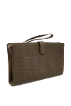 Bottega Veneta Men's clutch bag made of genuine leather and crocodile leather green - Weaving, textured leather. 80% genuine leather, 20% Crocodile skin. Button. 4 compartment. Country of origin: Italy. Care: specialized cleaning - photo 3