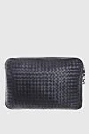 Bottega Veneta Black men's clutch bag made of genuine leather - Weaving. 100% genuine leather. Closure: Zipper. 4 compartment. Country of manufacture: Italy. Care: specialized cleaning - photo 1