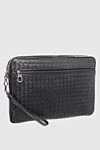 Bottega Veneta Black men's clutch bag made of genuine leather - Weaving. 100% genuine leather. Closure: Zipper. 4 compartment. Country of manufacture: Italy. Care: specialized cleaning - photo 3